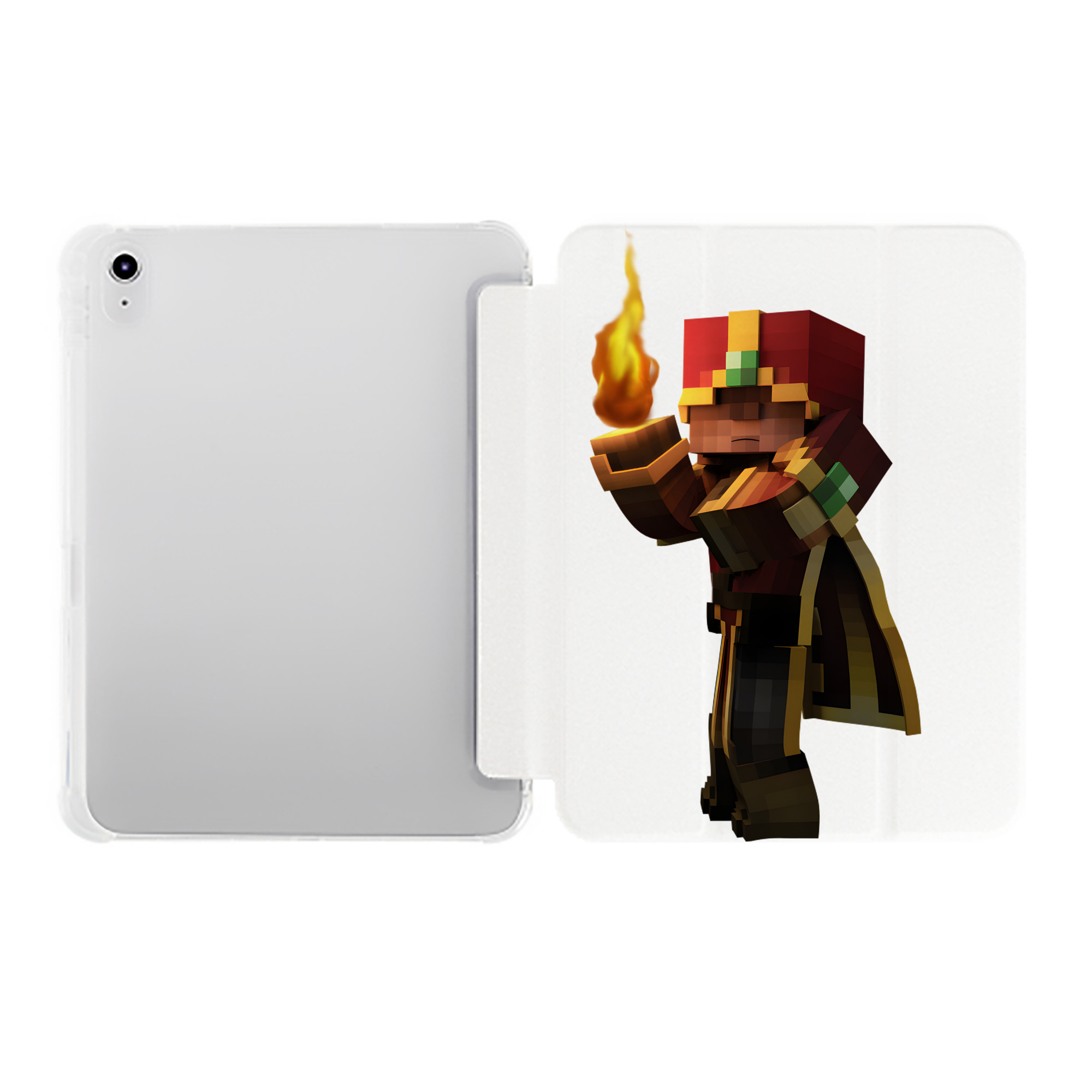 （画像用） マインクラフト ブロックの世界 Minecraft MC Block world IPad ケース ペン収納付き 三つ折りスタンド PUレザー×シリコン 対応機種9.5/10.5/10.9インチ